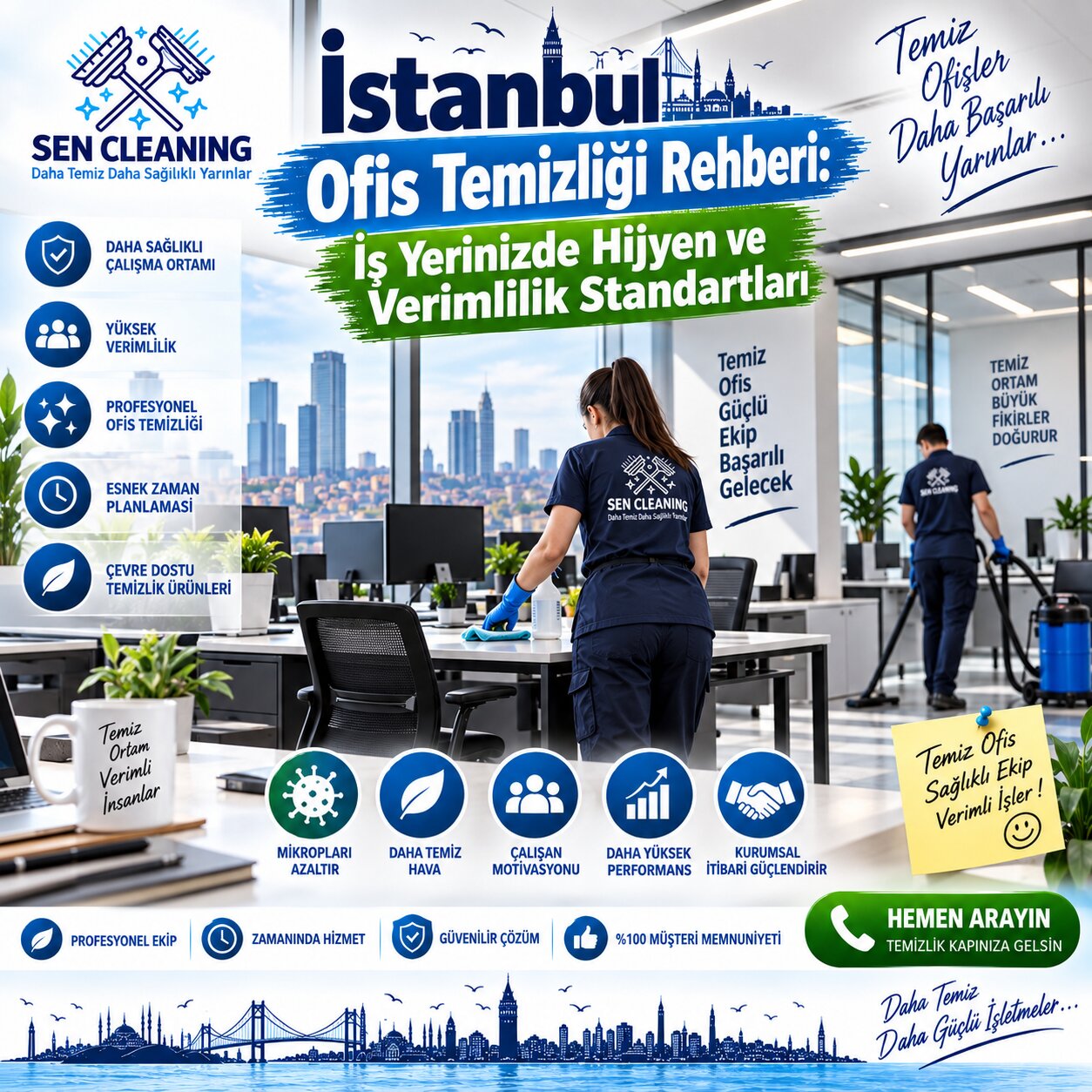 İstanbul Ofis Temizliği Rehberi: İş Yerinizde Hijyen ve Verimlilik Standartları